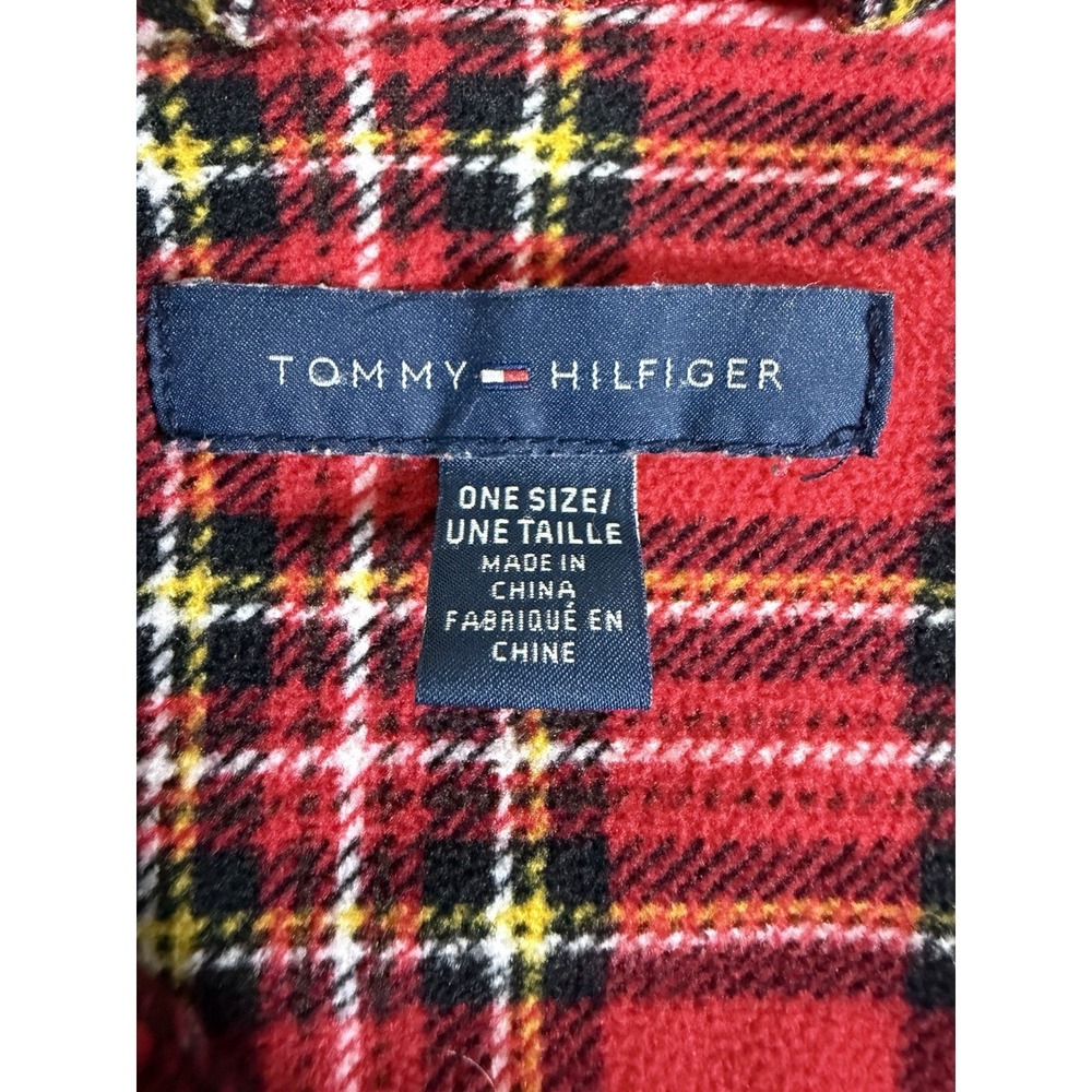 Tommy Hilfiger Bathrobe One Size Red Tartan Plaid Belted Lounge Robe - Picture 14 of 16